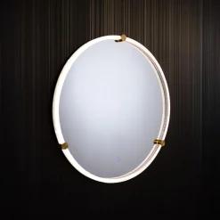 Lustro łazienkowe z oświetleniem LED czarne 60 cm