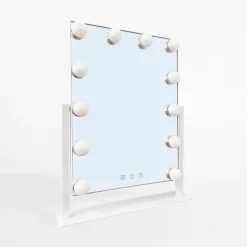 Lustro prostokątne z oświetleniem LED białe 37x7x43,8 cm