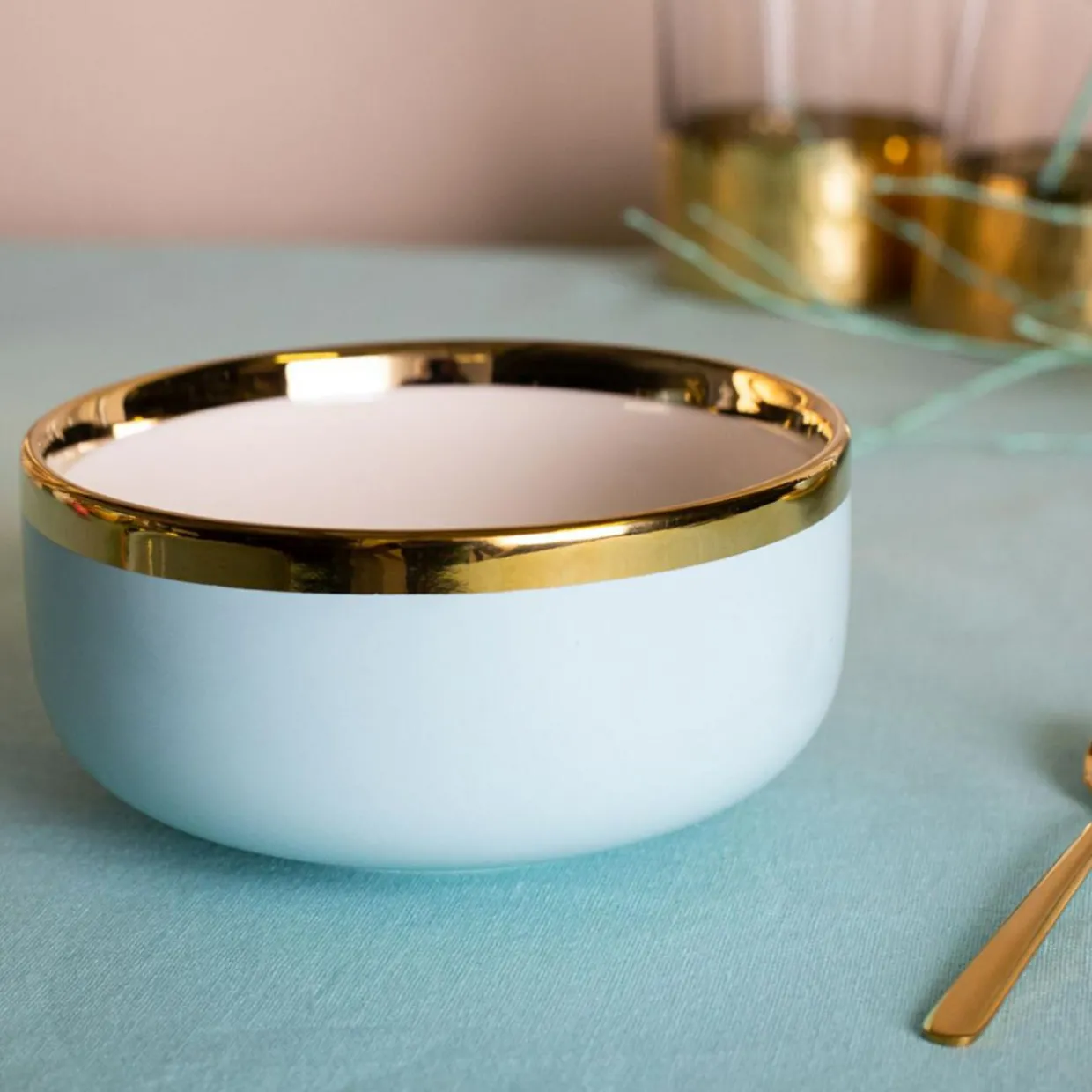 Miska porcelanowa miętowa AURORA GOLD 500 ml