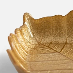Miska szklana złota LIŚĆ 16 cm