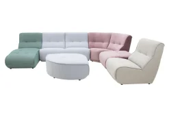 Modułowy narożnik kolorowy z pufą i leżanką FAMILY