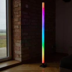 Muzyczna lampa podłogowa LED RGB czarna TUYA z pilotem