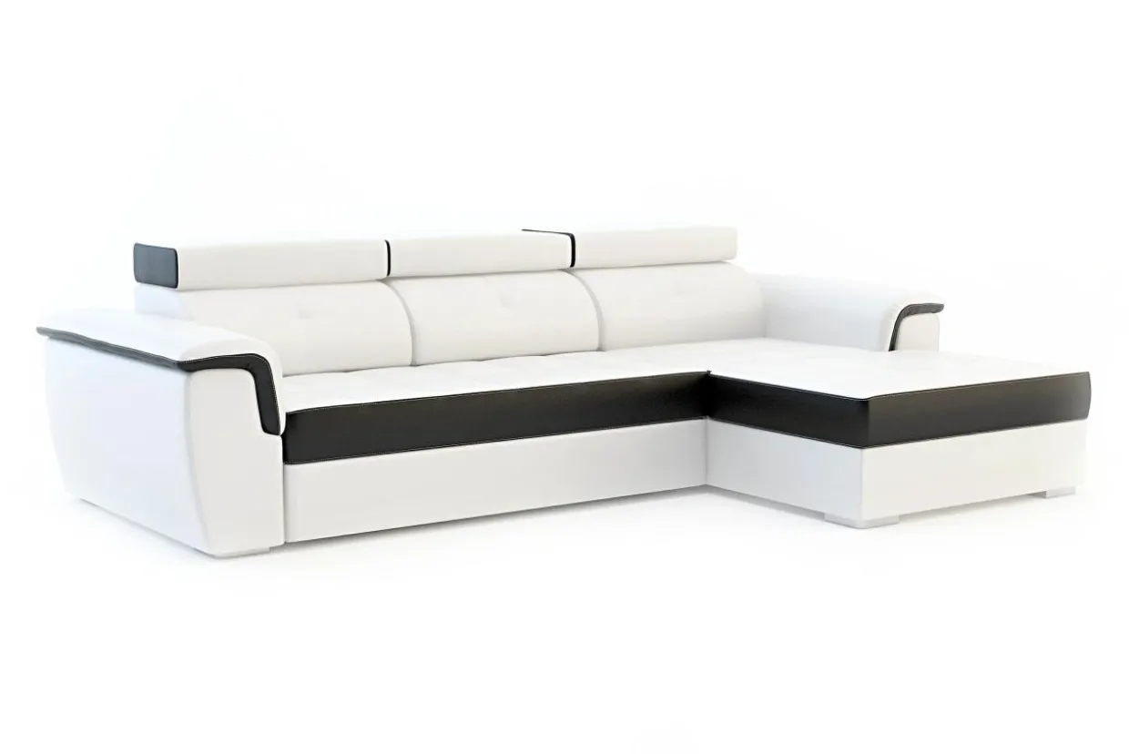 Narożnik biało-czarny AVERSA prawy