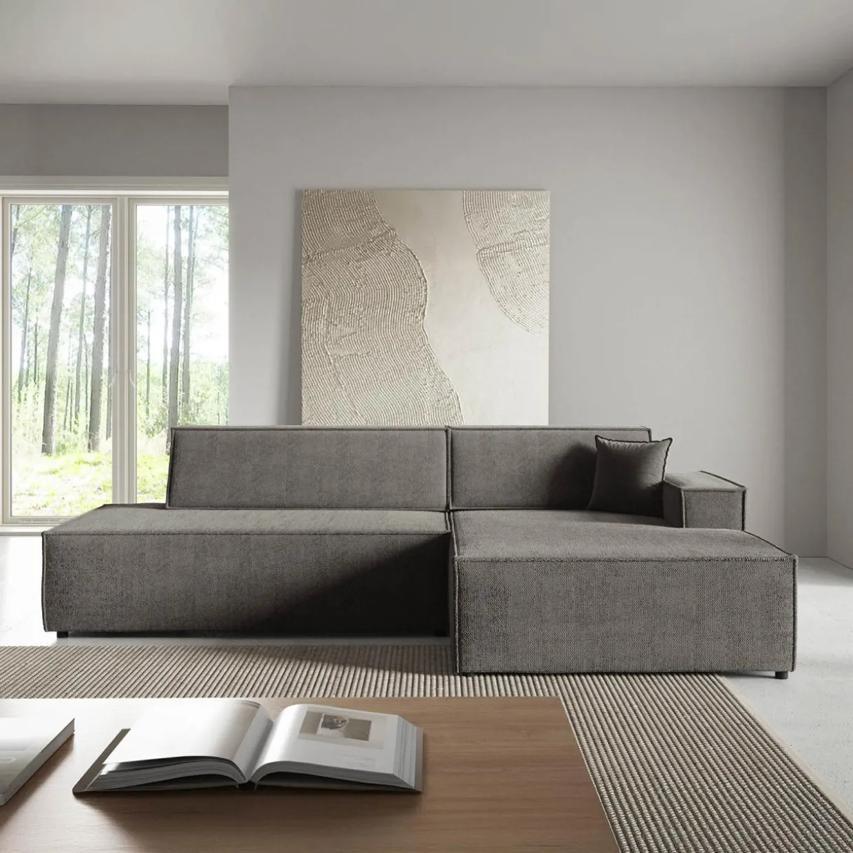 Narożnik ciemnoszary TILIA pojemnik prawy