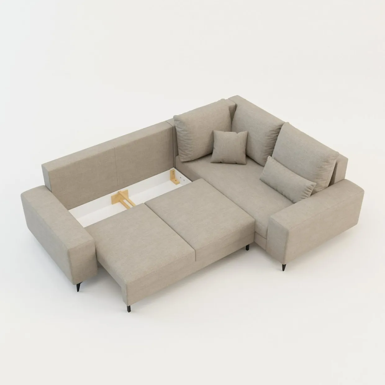 Narożnik rozkładany beżowy PIAVE prawy