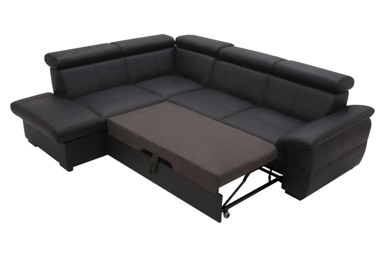 Narożnik rozkładany czarny TOWN lewy