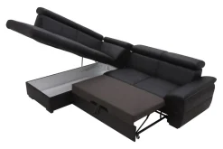 Narożnik rozkładany czarny TOWN lewy