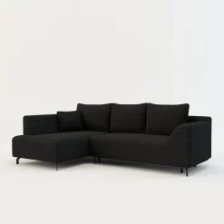 Narożnik rozkładany czarny ASOLO lewy