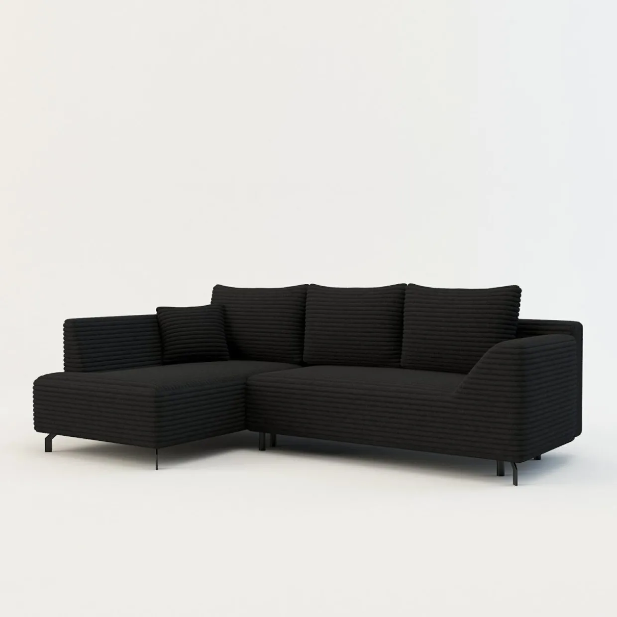 Narożnik rozkładany czarny ASOLO lewy