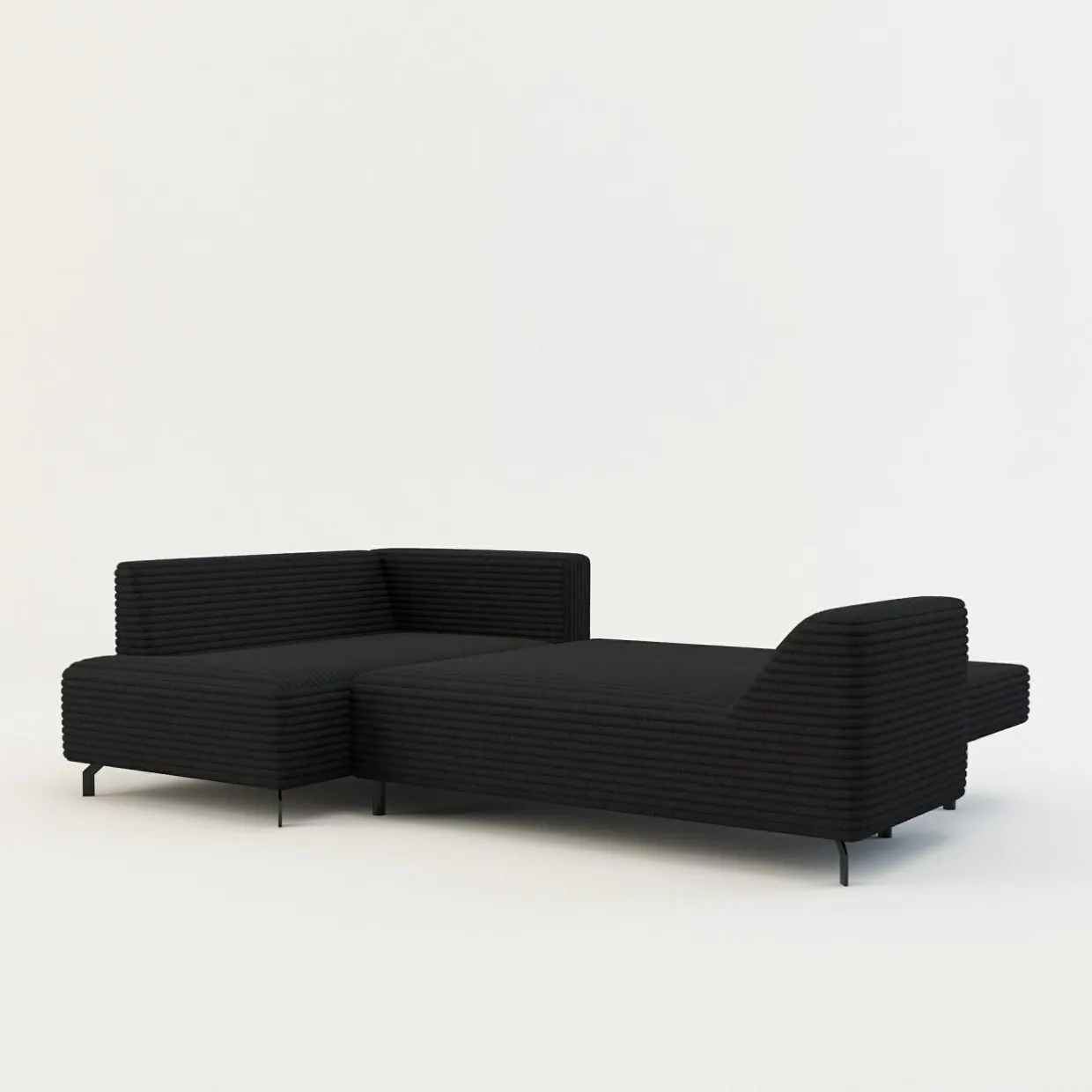 Narożnik rozkładany czarny ASOLO lewy