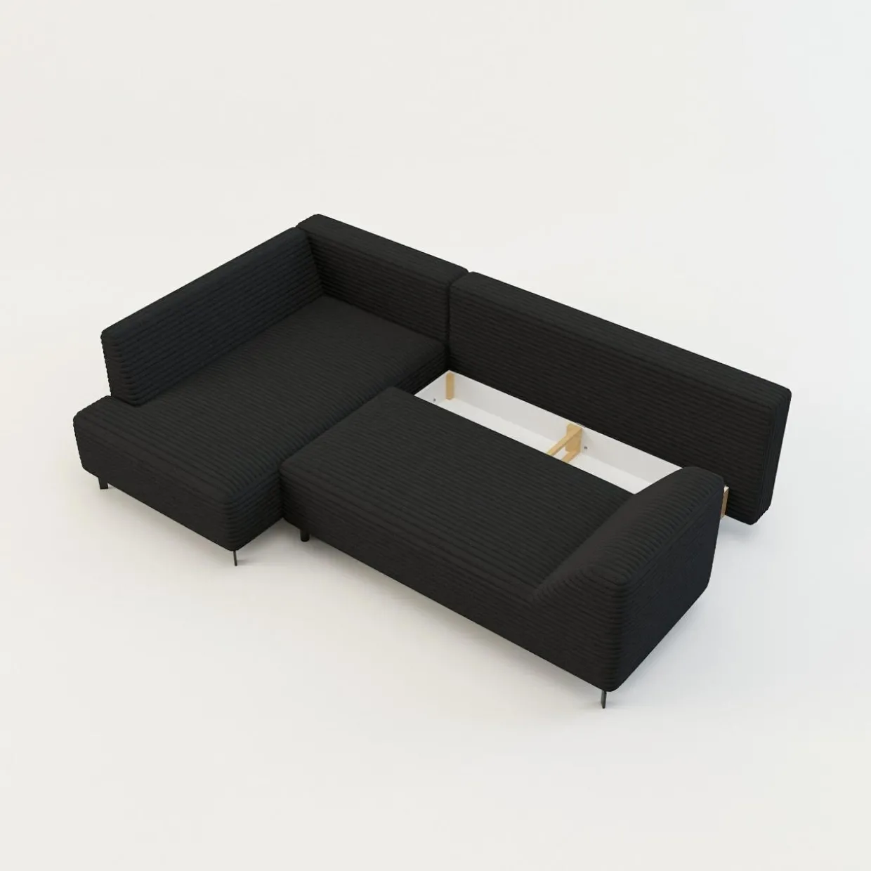 Narożnik rozkładany czarny ASOLO lewy