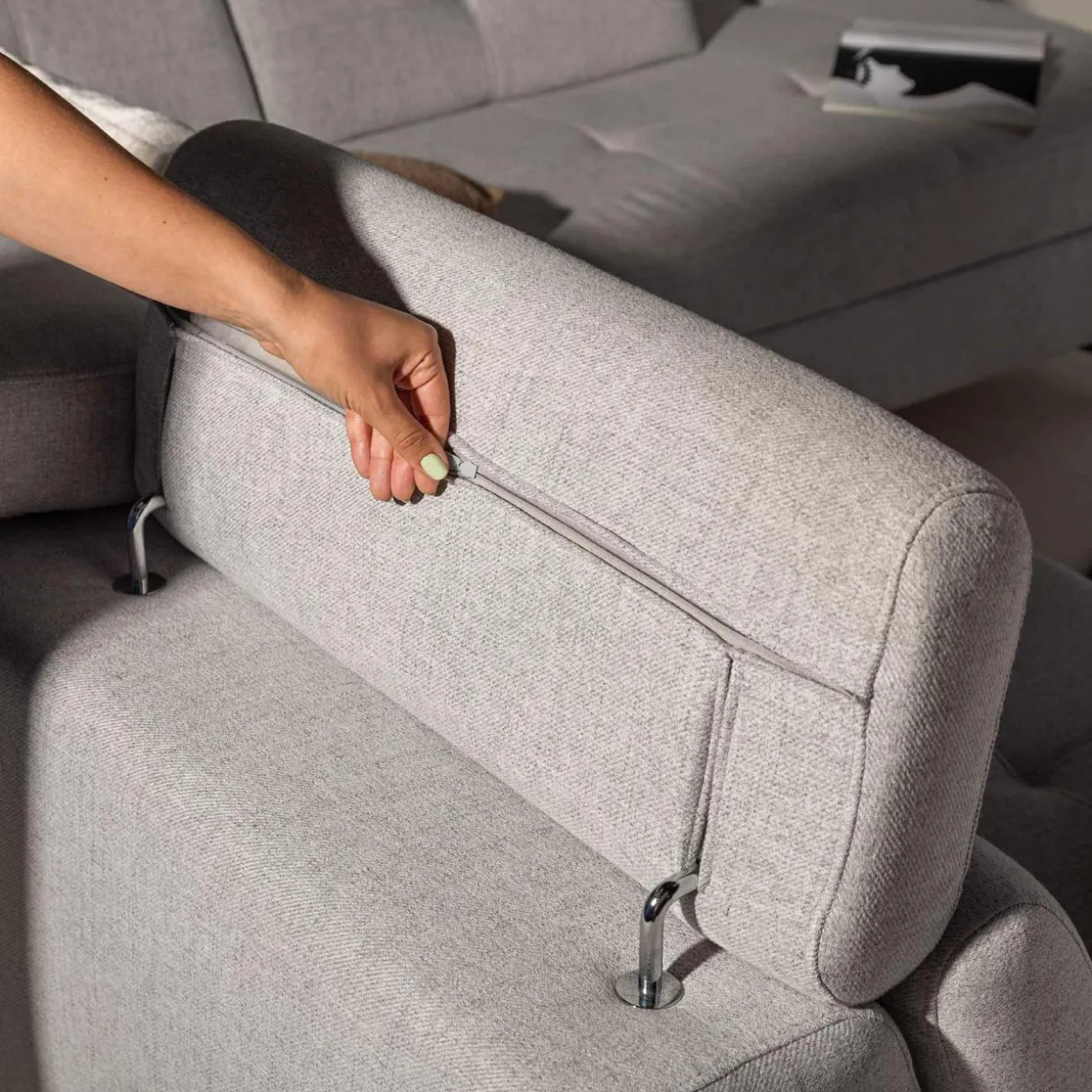 Narożnik rozkładany jasnoszary SERGIO lewy