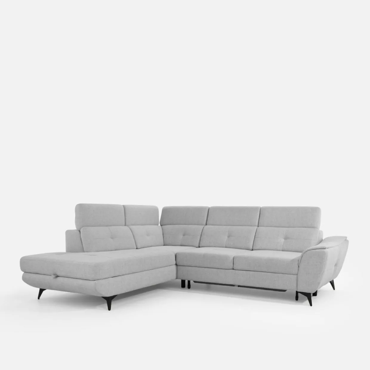 Narożnik rozkładany jasnoszary SERGIO prawy