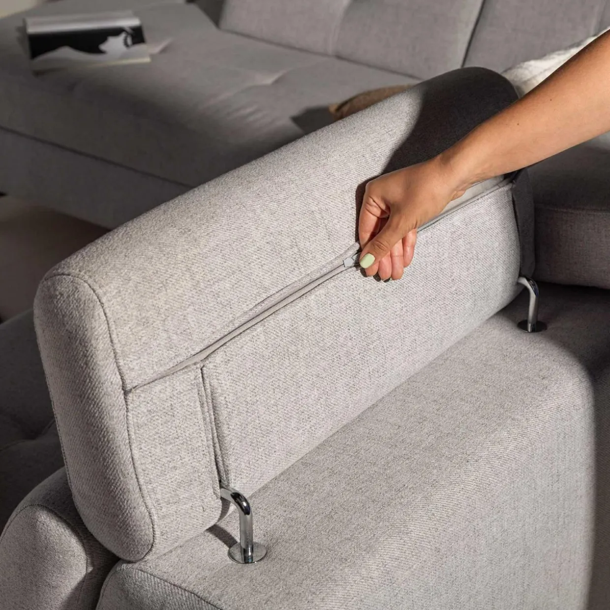 Narożnik rozkładany jasnoszary SERGIO prawy