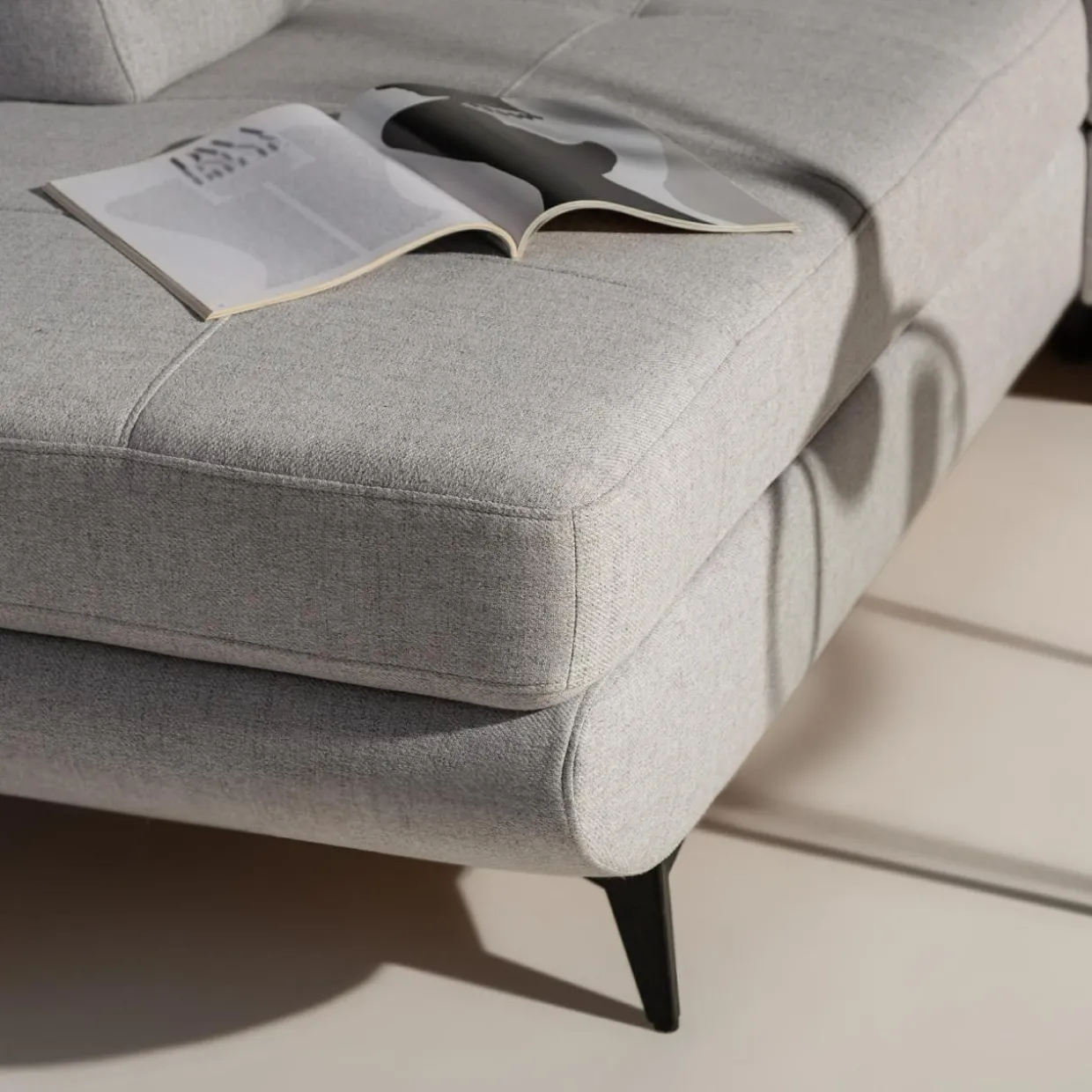 Narożnik rozkładany jasnoszary SERGIO prawy