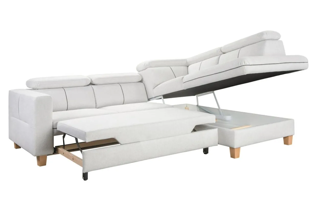 Narożnik rozkładany kremowy ZANTE prawy