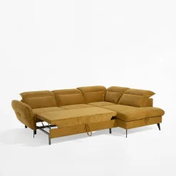 Narożnik rozkładany musztardowy ALESSIO L prawy