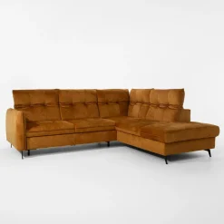 Narożnik rozkładany musztardowy GOJA prawy