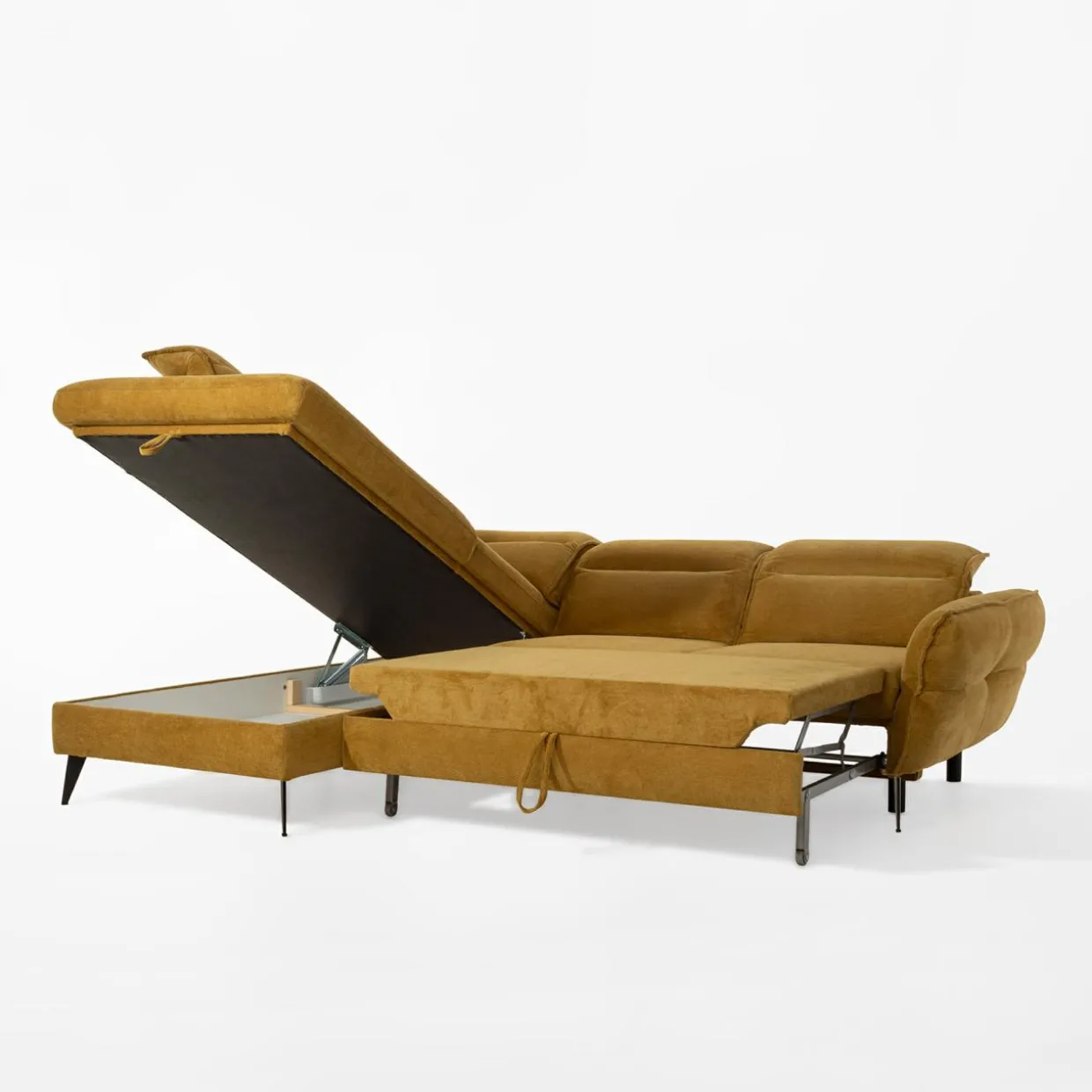 Narożnik rozkładany musztardowy ALESSIO L lewy