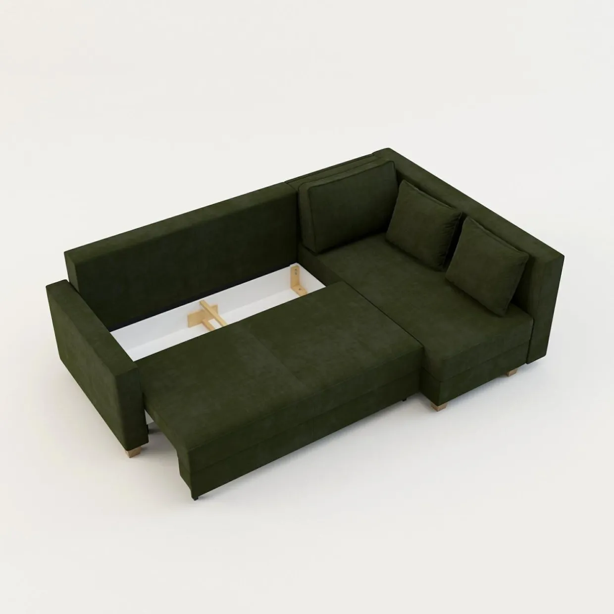 Narożnik rozkładany oliwkowy SPELLO prawy