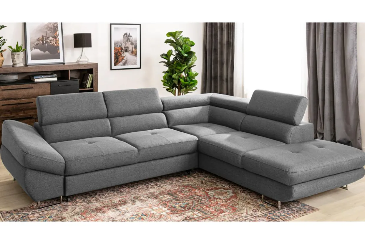 Narożnik rozkładany szary FABIO lewy