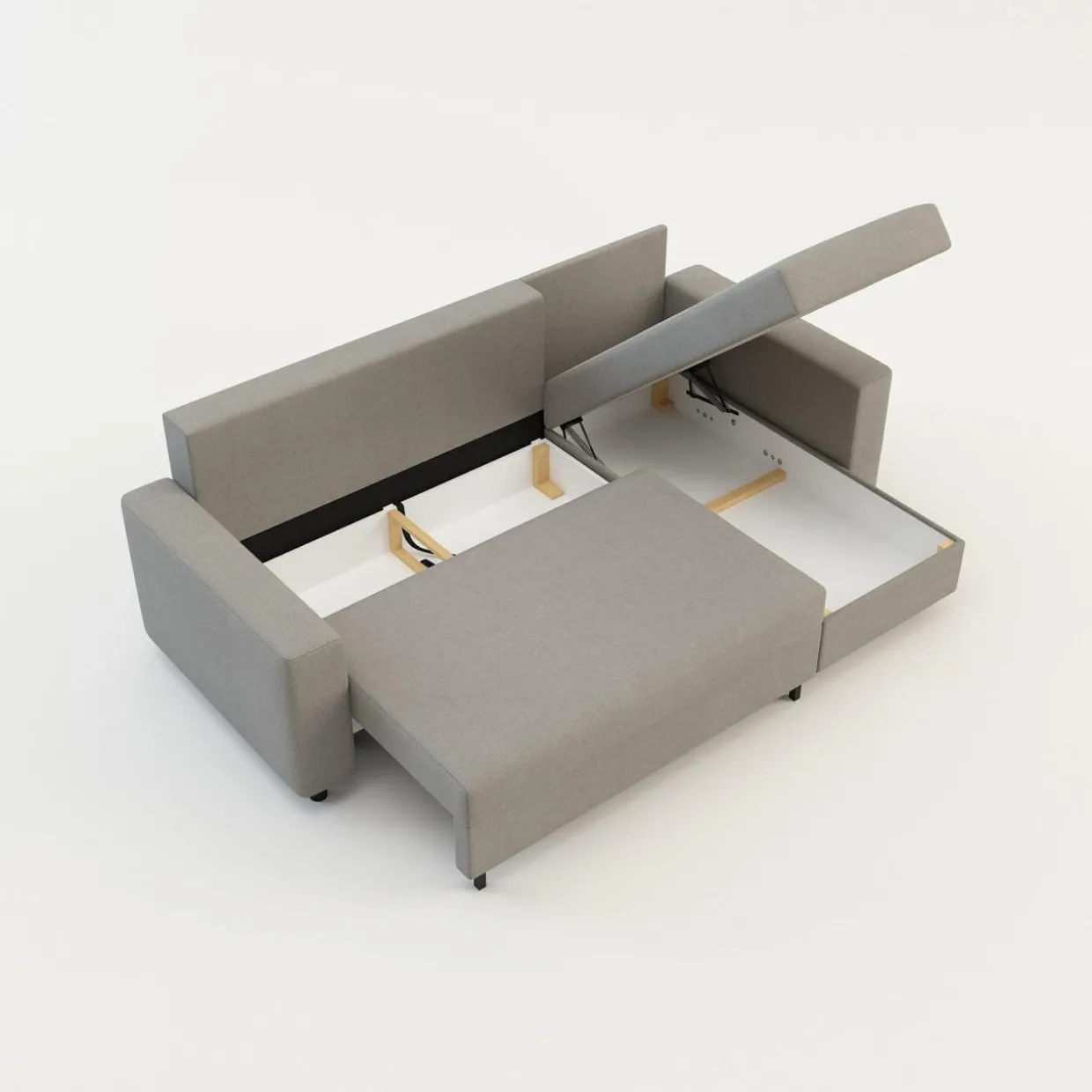 Narożnik rozkładany z 2 pojemnikami szary MEDIO