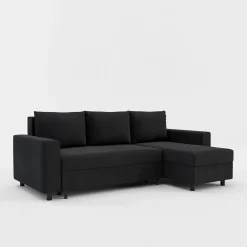 Narożnik rozkładany z 2 pojemnikami czarny MEDIO