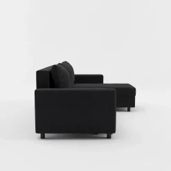 Narożnik rozkładany z 2 pojemnikami czarny MEDIO