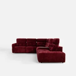 Narożnik rozkładany z funkcją relaksu i barkiem bordowy CANTATA lewy