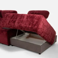 Narożnik rozkładany z funkcją relaksu i barkiem bordowy CANTATA lewy