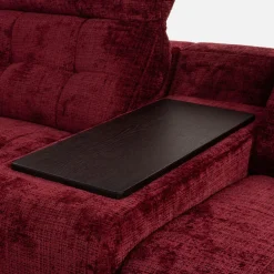 Narożnik rozkładany z funkcją relaksu i barkiem bordowy CANTATA lewy