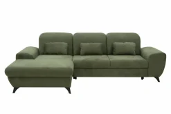 Narożnik rozkładany z poduszkami oliwkowy ALTA lewy