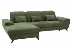 Narożnik rozkładany z poduszkami oliwkowy ALTA lewy