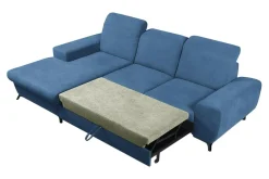 Narożnik rozkładany z poduszkami niebieski ALTA lewy