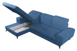 Narożnik rozkładany z poduszkami niebieski ALTA lewy