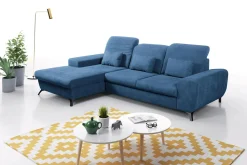 Narożnik rozkładany z poduszkami niebieski ALTA lewy