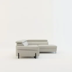 Narożnik rozkładany z regulowanymi zagłówkami jasnoszary ROMEO lewy