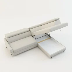 Narożnik rozkładany z regulowanymi zagłówkami jasnoszary ROMEO lewy