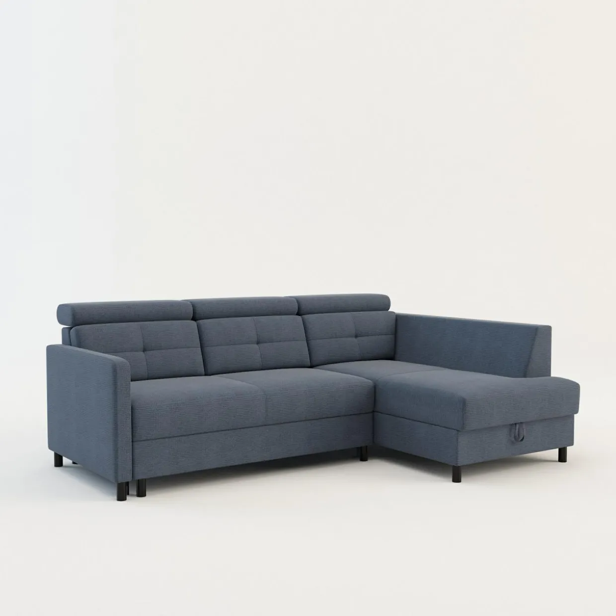 Narożnik rozkładany z regulowanymi zagłówkami niebieski WONDER prawy