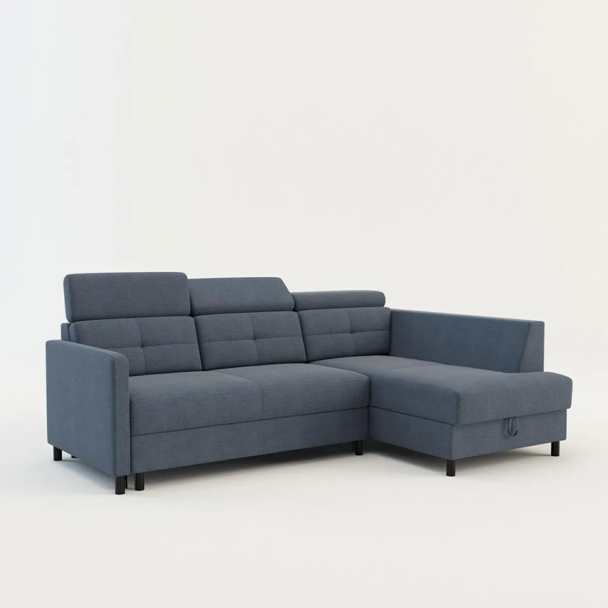 Narożnik rozkładany z regulowanymi zagłówkami niebieski WONDER prawy