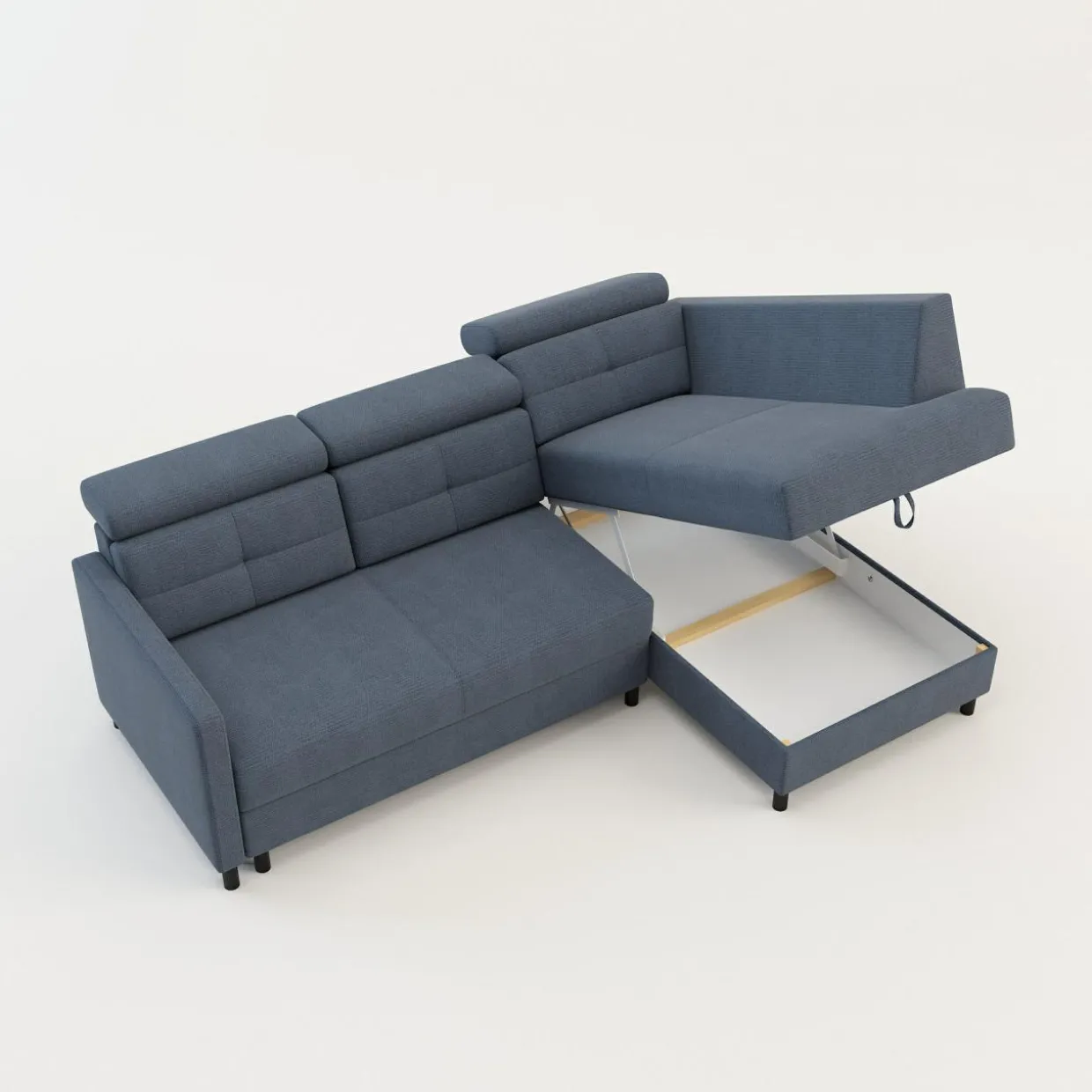 Narożnik rozkładany z regulowanymi zagłówkami niebieski WONDER prawy