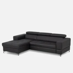 Narożnik rozkładany z regulowanymi zagłówkami czarny TORINO lewy