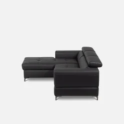 Narożnik rozkładany z regulowanymi zagłówkami czarny TORINO lewy