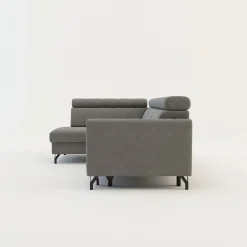 Narożnik rozkładany z regulowanymi zagłówkami szary TULIA lewy