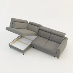 Narożnik rozkładany z regulowanymi zagłówkami szary TULIA lewy