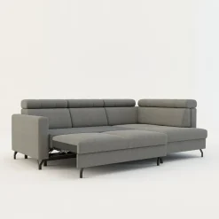 Narożnik rozkładany z regulowanymi zagłówkami szary TULIA prawy