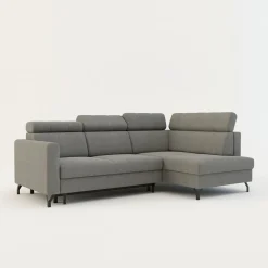 Narożnik rozkładany z regulowanymi zagłówkami szary TULIA prawy