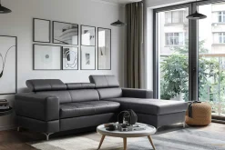 Narożnik rozkładany z regulowanymi zagłówkami czarny TORINO prawy