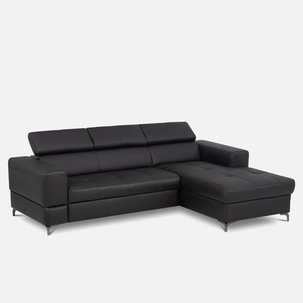 Narożnik rozkładany z regulowanymi zagłówkami czarny TORINO prawy