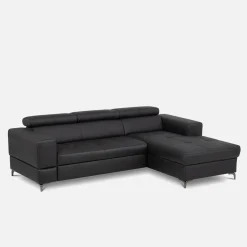 Narożnik rozkładany z regulowanymi zagłówkami czarny TORINO prawy